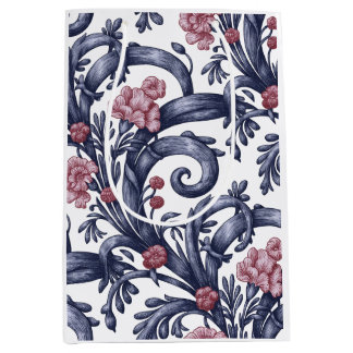 Sacola Para Presentes Média Saco de Presente Médio Azul Rosa Art Nouveau