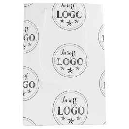 Sacola Para Presentes Média Saco de Presente Médio Branco Clássico com Logotip