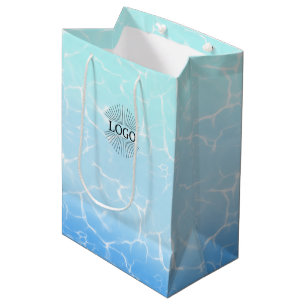 Sacola Para Presentes Média Saco de Presente Médio com Água Tropical Logo