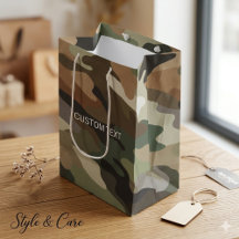 Saco de Presente Médio com Padrão de Camuflagem de