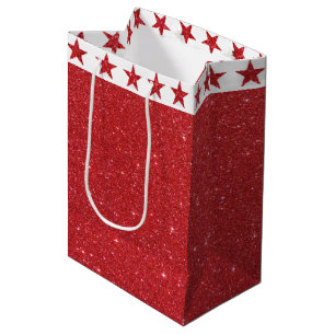 Sacola Para Presentes Média Saco de presente médio com purpurina vermelha