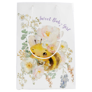 Sacola Para Presentes Média Saco de Presente Médio de Abelha Floral