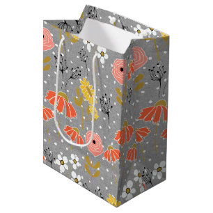 Sacola Para Presentes Média Saco de Presente Médio de Flor de Dólar Laranja