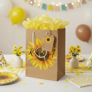 Sacola Para Presentes Média Saco de presente médio de girassol personalizado