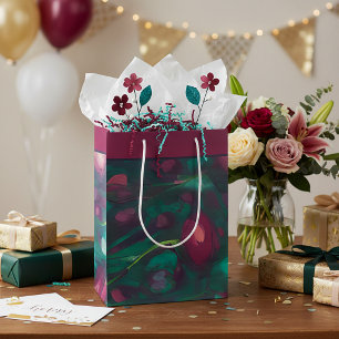 Sacola Para Presentes Média Saco de presente médio de rosas vermelhas abstrata