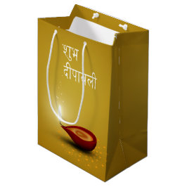 Sacola Para Presentes Média Saco de Presente Médio - Diwali Diya Feliz