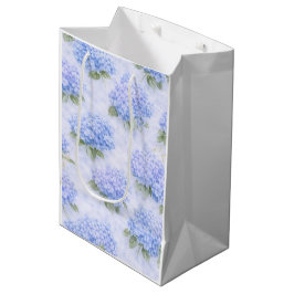 Sacola Para Presentes Média Saco de Presente Médio Floral Hortênsia Azul