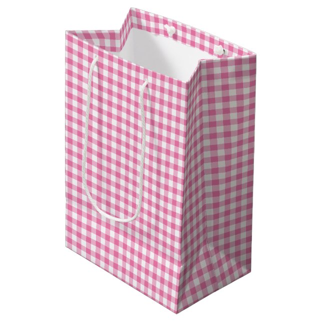 Sacola Para Presentes Média Saco de Presente Médio Fuchsia Xadrez Clássico (Frente inclinada)