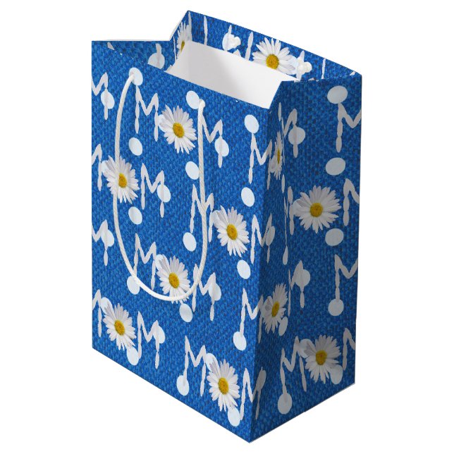 Sacola Para Presentes Média Saco de presente médio Mom Daisy On Polka Dots (Verso inclinado)