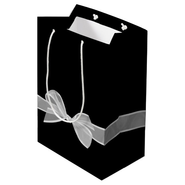 Sacola Para Presentes Média Saco de Presente Médio Preto com Laço de Aniversár (Verso inclinado)