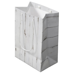 Sacola Para Presentes Média Saco de Presente Médio Tom de Madeira Branco Rústi