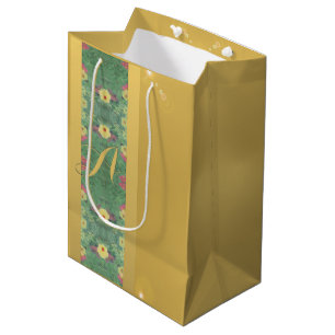 Sacola Para Presentes Média Saco de Presente Monograma Semelhante a Bronze Flo