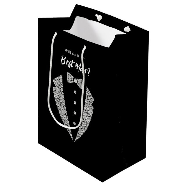 Sacola Para Presentes Média Saco de Presente para Padrinho de Casamento (Frente inclinada)