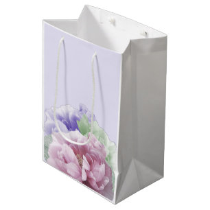 Sacola Para Presentes Média Saco de Presente Peônias Minimalista