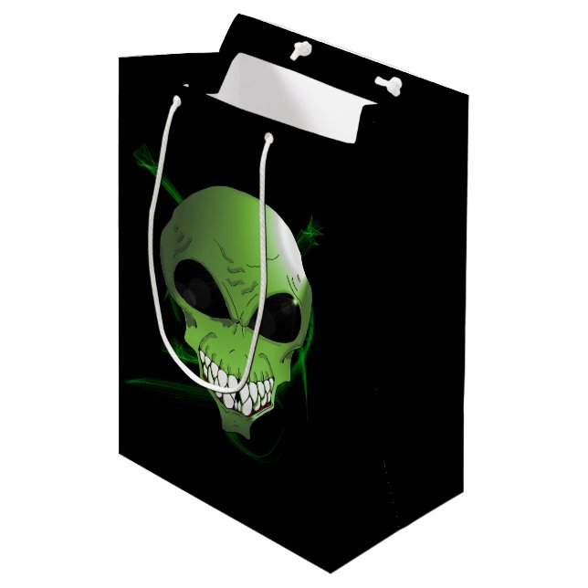 Sacola Para Presentes Média Saco de presente personalizado da Alienígena verde (Frente inclinada)