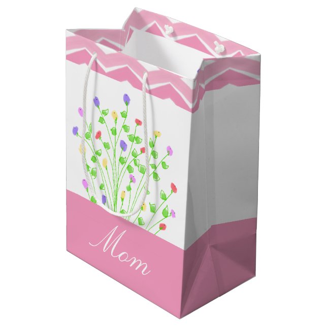Sacola Para Presentes Média Saco De Presente Rosa Padrão Para A Mãe (Verso inclinado)