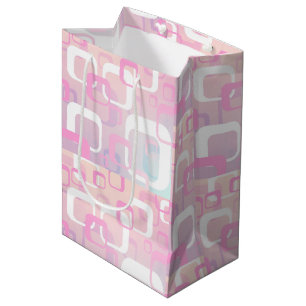 Sacola Para Presentes Média Saco de Presente Rosa Retro Médio