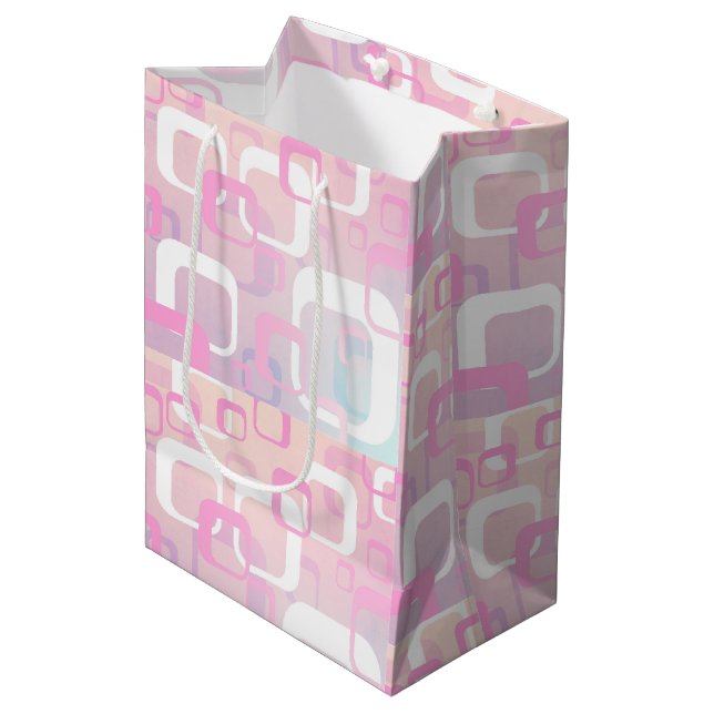 Sacola Para Presentes Média Saco de Presente Rosa Retro Médio (Frente inclinada)