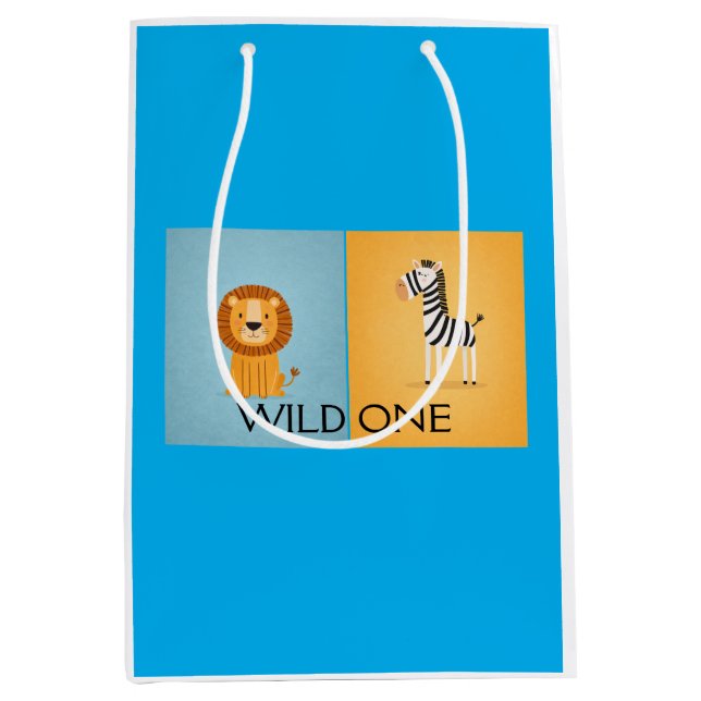 Sacola Para Presentes Média Saco de Presente Safari Wild One (Frente)