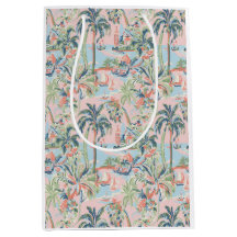 Saco de Presente Toalete Palma Rosa, Impressão Cên