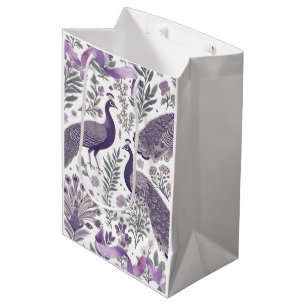 Sacola Para Presentes Média Saco de Presente Toile Pavão Roxo