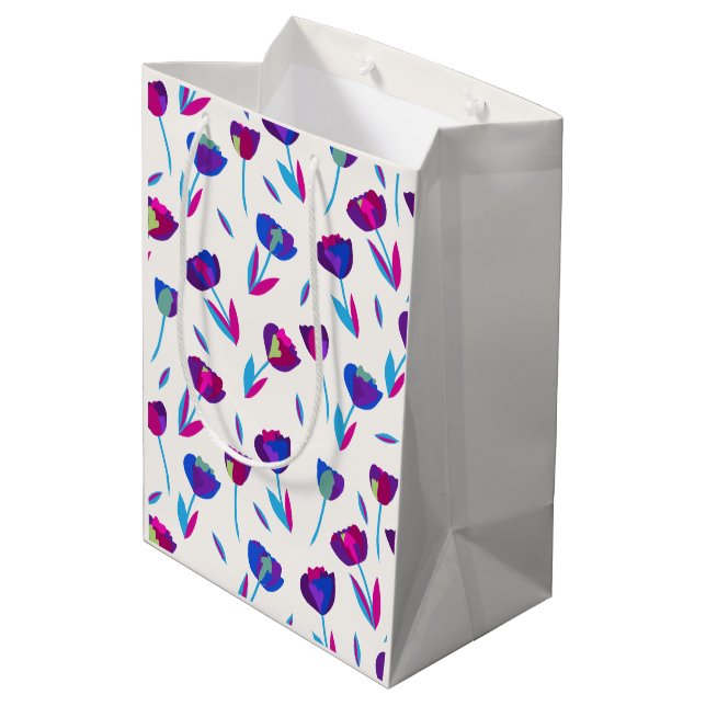 Sacola Para Presentes Média Saco de Presente Tulipas Caprichosas (Verso inclinado)