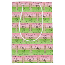 Saco de Presente Vertical Peônia de Beleza Fluindo