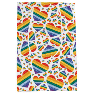 Sacola Para Presentes Média Saco de Presentes Corações Arco-íris Orgulho
