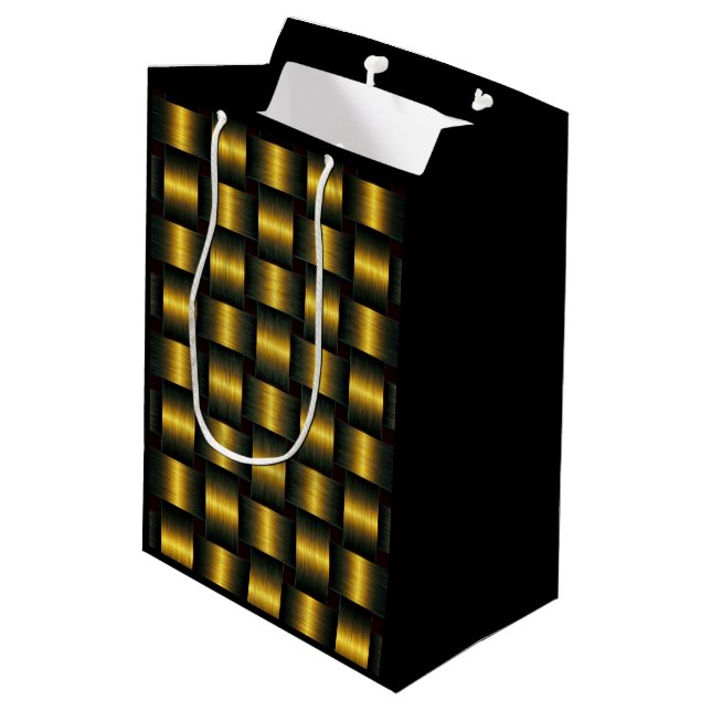 Sacola Para Presentes Média Saco de presentes Dourado preto metálico (Verso inclinado)