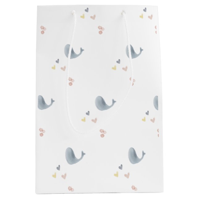 Sacola Para Presentes Média Saco de presentes para baleias e corações (Frente)