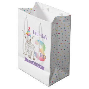 Sacola Para Presentes Média Saco do aniversário de 3 anos de Caprino - Fazenda