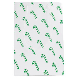 Sacola Para Presentes Média Saco do Presente - Canas Doces Verdes e Brancas