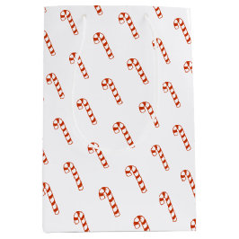 Sacola Para Presentes Média Saco do Presente - Canas Doces Vermelhas e Brancas