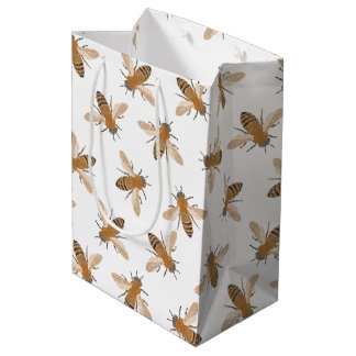 Sacola Para Presentes Média Saco do Presente das Abelhas Desenhadas à Mão