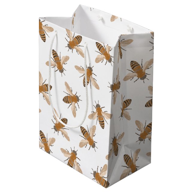 Sacola Para Presentes Média Saco do Presente das Abelhas Desenhadas à Mão (Verso inclinado)