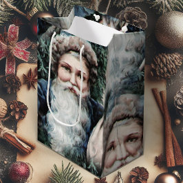 Sacola Para Presentes Média Saco do Presente de Natal com Vintage Papai Noel