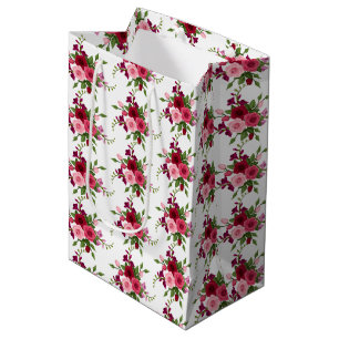 Sacola Para Presentes Média Saco do Presente de Rosas Rosa Vintage