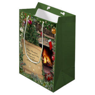 Sacola Para Presentes Média Saco do presente do Natal com letra customizável