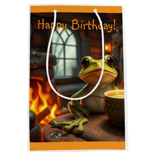 Sacola Para Presentes Média Saco do Presente do Sapo Cozy (Frente)