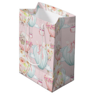 Sacola Para Presentes Média Saco do presente dos balões de ar quente do rosa