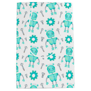 Sacola Para Presentes Média Saco do Presente Robô Bonito