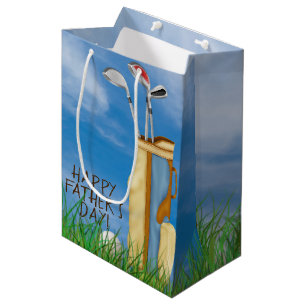Sacola Para Presentes Média Saco e clubes do Dia-golfe do pai com a bola na