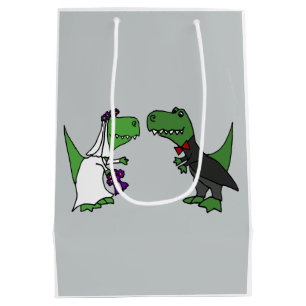 Sacola Para Presentes Média Saco engraçado do presente do dinossauro de T-rex