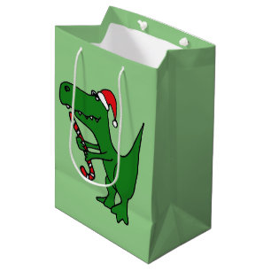 Sacola Para Presentes Média Saco engraçado do presente do Natal do dinossauro