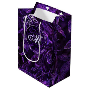 Sacola Para Presentes Média Saco floral do presente do vintage roxo do