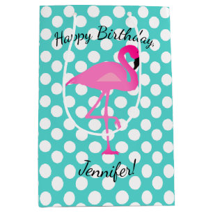 Sacola Para Presentes Média Saco personalizado do flamingo e do presente das