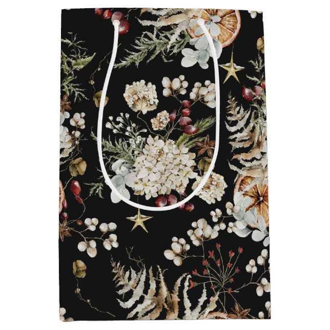 Sacola Para Presentes Média Saco Preto de Presente de Natal (Frente)