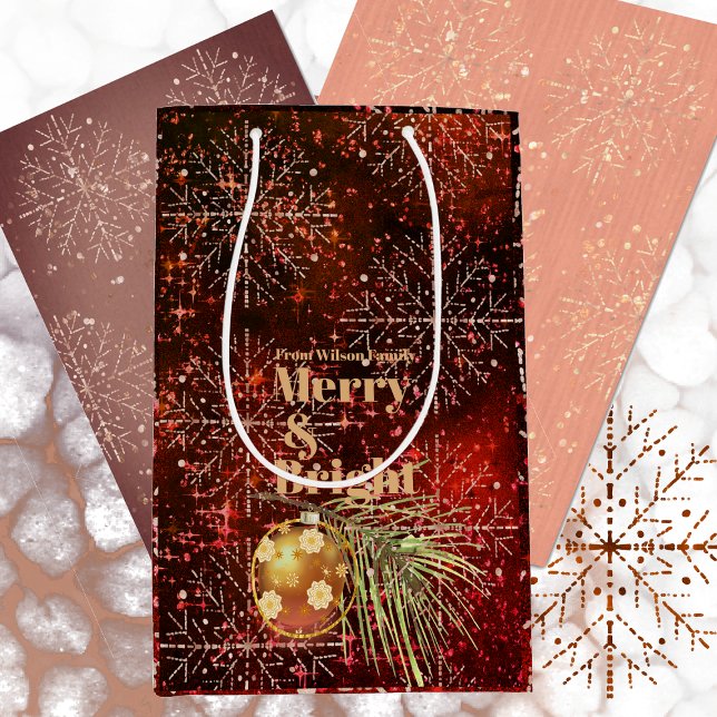 Sacola Para Presentes Média Saco Red Gift Natal com Flocos de Neve (Criador carregado)