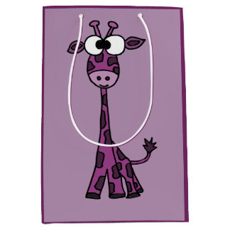 Sacola Para Presentes Média Saco roxo engraçado do presente do girafa