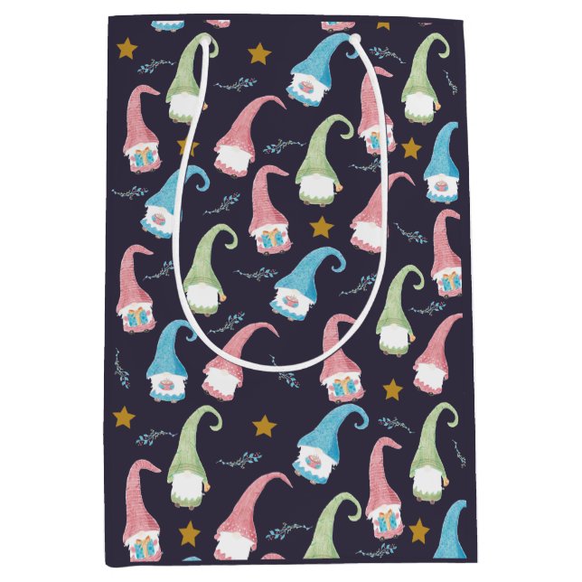 Sacola Para Presentes Média Saco sueco do presente do teste padrão dos gnomos (Frente)